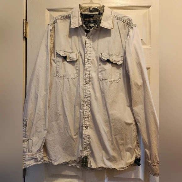 Buffalo Men's Casual Light Gray Button-Up Shirt, Size L - Picture 1 of 9